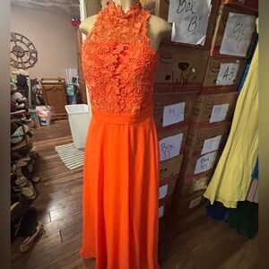 Haute couture orange large 16” ball gown prom bridal sleeveless Tulle size 6